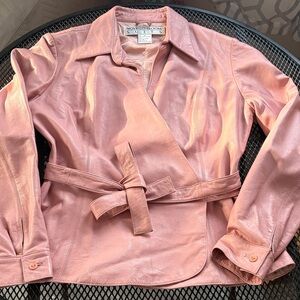 Novello bloom suits Women's Pink Leather Jacket